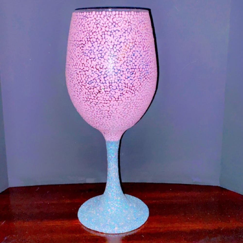 Custom Painted Wine Glass (Flower) - Picture 3 of 5
